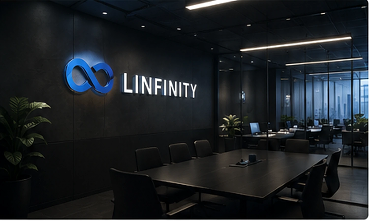 Moderner Besprechungsraum als Symbol für die persönliche Projektzusammenarbeit bei Linfinity